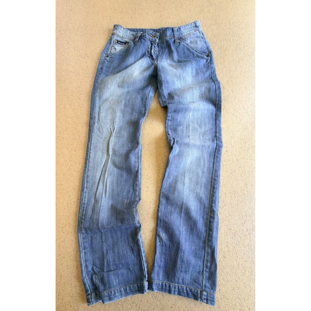 Vintage D&G Dolce & Gabbana Jeans Womens 27 Y2K Blue Bootcut Logo Plaque Denim